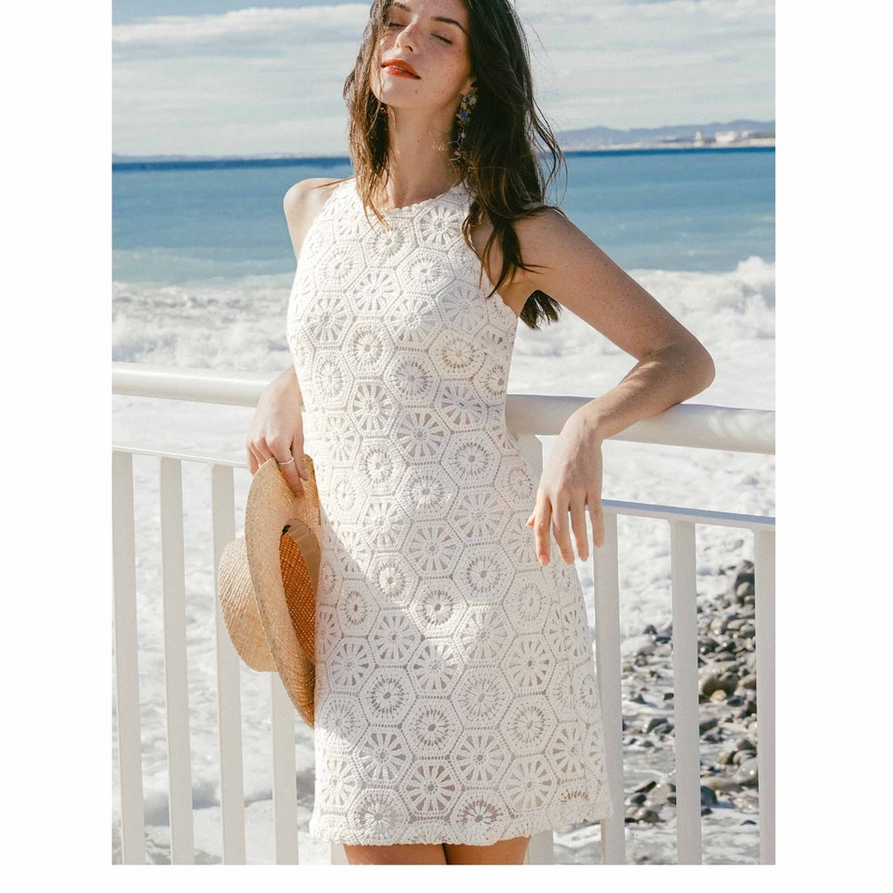 Petite Studio White Crochet Dress